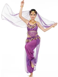 Belly Dance Costume Chiffon Women's Red Bollywood Dance Dress With Scarf