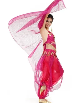 Belly Dance Costume Chiffon Women's Red Bollywood Dance Dress With Scarf