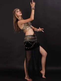Belly Dance Costume Fringe Women Dancing Wear With Coin