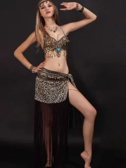 Belly Dance Costume Fringe Women Dancing Wear With Coin