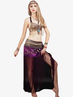 Belly Dance Costume Fringe Women Dancing Wear With Coin