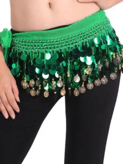 Belly Dancing Hip Scarf Blue Tiered Tassels Waist Chains Women's Belly Dance Costume Accessories