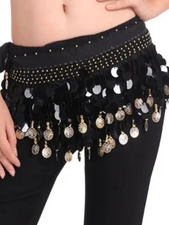 Belly Dancing Hip Scarf Blue Tiered Tassels Waist Chains Women's Belly Dance Costume Accessories