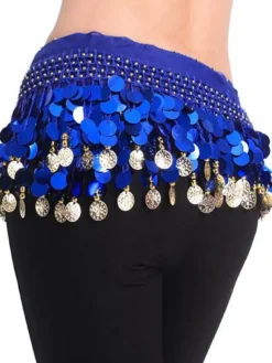 Belly Dancing Hip Scarf Blue Tiered Tassels Waist Chains Women's Belly Dance Costume Accessories