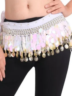 Belly Dancing Hip Scarf Blue Tiered Tassels Waist Chains Women's Belly Dance Costume Accessories