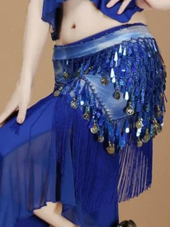 Belly Dance Costume Rose Red Polyester Bollywood Dancing Hip Scarf For Women