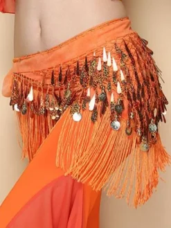 Belly Dance Costume Rose Red Polyester Bollywood Dancing Hip Scarf For Women