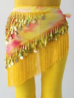Belly Dance Costume Rose Red Polyester Bollywood Dancing Hip Scarf For Women
