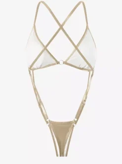 Bikini Swimsuit For Women Gold Natural Waist Summer Sexy Swimming Suits