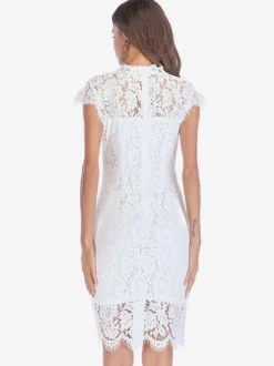 Birthday Bodycon Lace Dresses Designed Neckline Midi Sheath Dress Casual Pencil Dress 2026