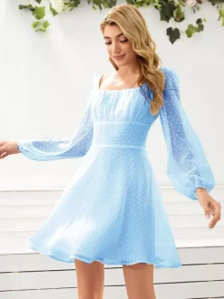 Birthday Mini Dresses White Long Sleeves Short Dress