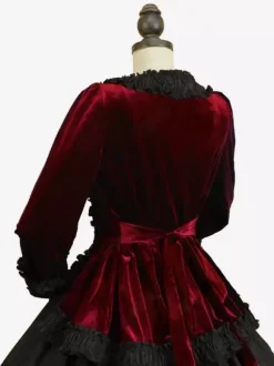 Black Retro Tudor Dress Costumes Bows Polyester Dress Women's Marie Antoinette Costume Retro Tunic 18th Century Costume