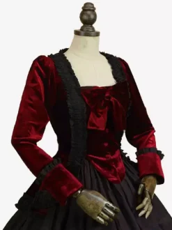 Black Retro Tudor Dress Costumes Bows Polyester Dress Women's Marie Antoinette Costume Retro Tunic 18th Century Costume