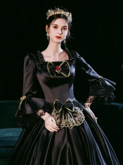 Black Retro Tudor Dress Costumes Dress For Women Euro-Style Marie Antoinette Costume Masquerade Ball Gown