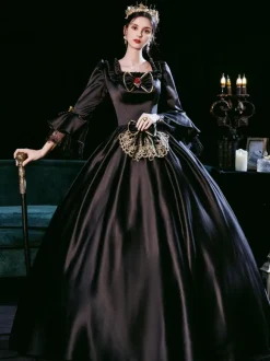 Black Retro Tudor Dress Costumes Dress For Women Euro-Style Marie Antoinette Costume Masquerade Ball Gown