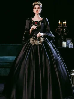 Black Retro Tudor Dress Costumes Dress For Women Euro-Style Marie Antoinette Costume Masquerade Ball Gown