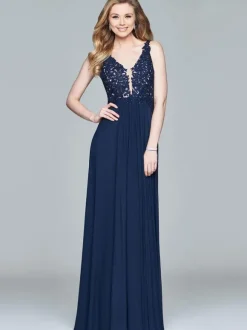 Black A-Line V-Neck Sleeveless Chiffon Sleeveless Long Lace Wedding Guest Dresses Free Customization