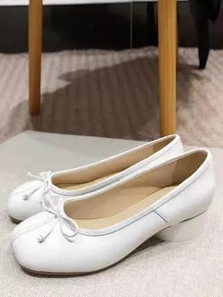 Black Ballet Flats Women's Designed Toe Bow Slip On Flat Pumps