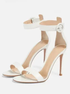 Black Dress Sandals Open Toe Stiletto Heel Ankle Strap Party Shoes