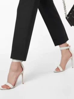 Black Dress Sandals Open Toe Stiletto Heel Ankle Strap Party Shoes