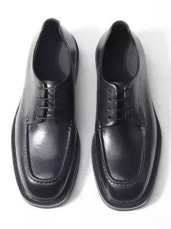 Black Dress Shoes Round Toe Lace Up Genuine Leather Shoes For Men