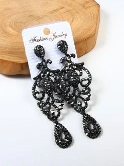 Black Gothic Black Gothic Wedding Earrings Metal Pierced Bridal Jewelry