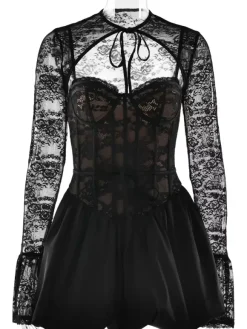 Black Lace Corset Dress With Detachable Bolero Birthday Party Puffball Mini Dress For Women 2026