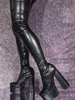 Black Over The Knee Boots Round Toe Platform high Heel Sexy Thigh High Boots