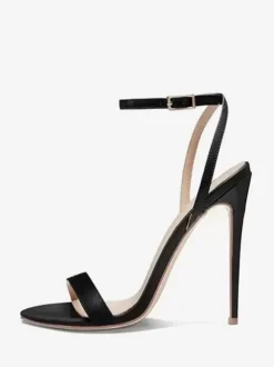 Black Party Shoes High Heel Ankel Strap Sandals