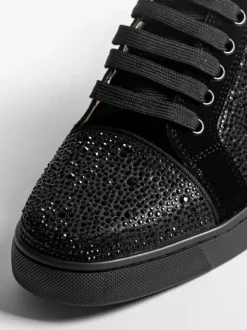 Black Skate Sneakers Suede Round Toe Patchwork Lace Up Casual Shoes