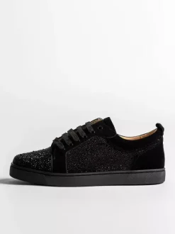 Black Skate Sneakers Suede Round Toe Patchwork Lace Up Casual Shoes