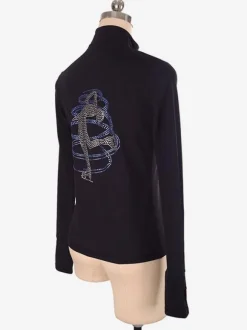 Black Skating Coat Beading Nylon Dance Costume