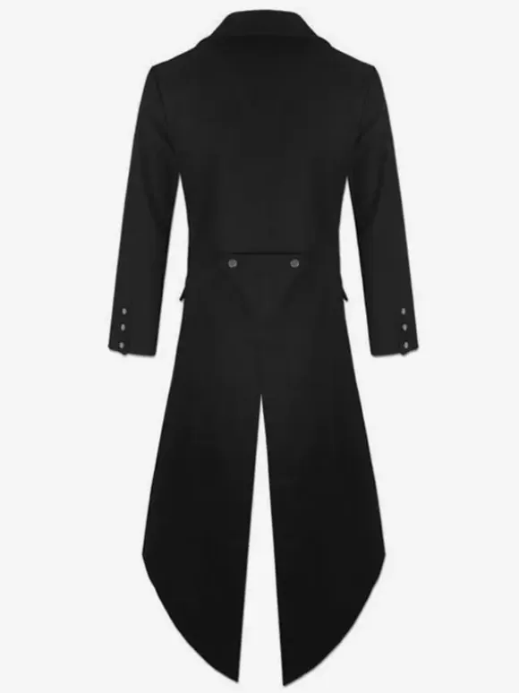 Black Vintage Coat Aristocrat Button Decor Tuxedo Retro Costumes For Men Carnival