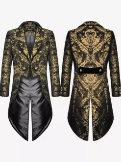 Black Vintage Retro Polyester Long Sleeves Retro Costumes For Man