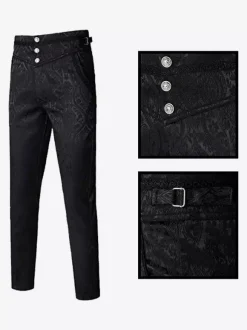 Black Vintage Retro Polyester Jacquard Retro Costumes For Man