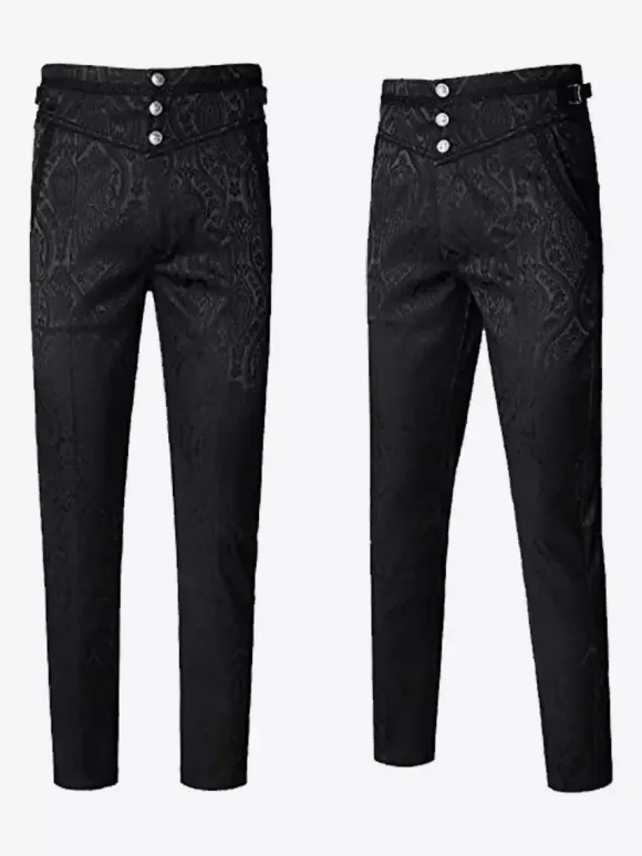 Black Vintage Retro Polyester Jacquard Retro Costumes For Man