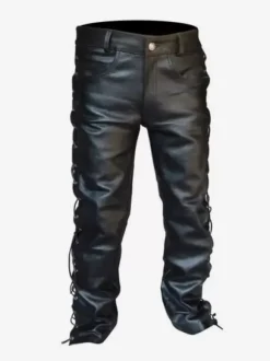 Black Vintage Skinny Retro PU Leather Retro Costumes For Man