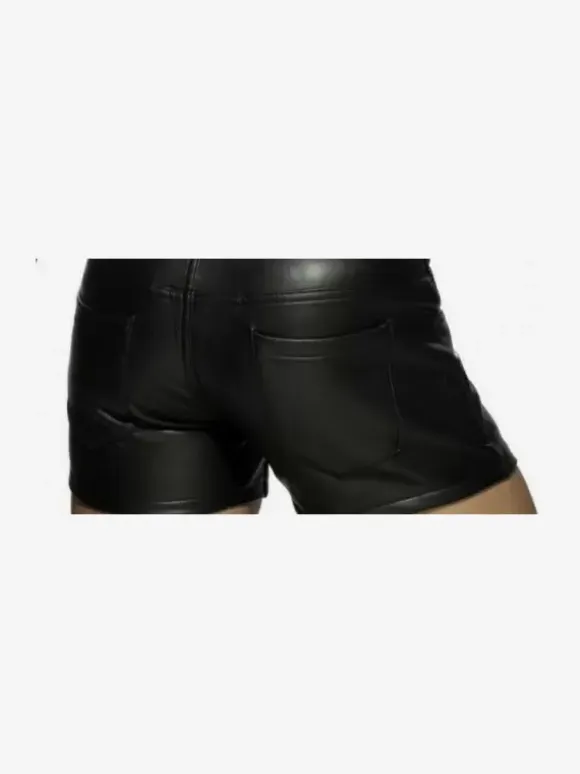 Black Vintage Skinny Retro PU Leather Pants Retro Costumes For Man