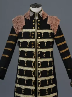 Black Vintage Top Elegant Polyester Long Sleeves Retro Costumes For Man Burgundy