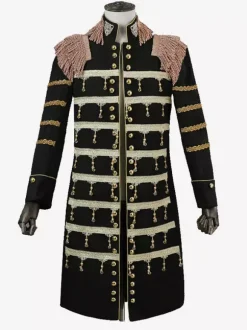 Black Vintage Top Elegant Polyester Long Sleeves Retro Costumes For Man Burgundy