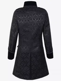 Black Vintage Top Jacquard Long Sleeves Retro Costumes For Man