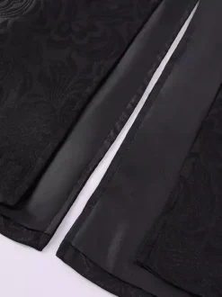 Black Vintage Top Renaissance Jacquard Long Sleeves Polyester Polyester Fiber Overcoat Retro Costumes For Man