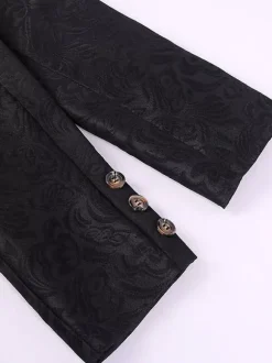 Black Vintage Top Renaissance Jacquard Long Sleeves Polyester Polyester Fiber Overcoat Retro Costumes For Man