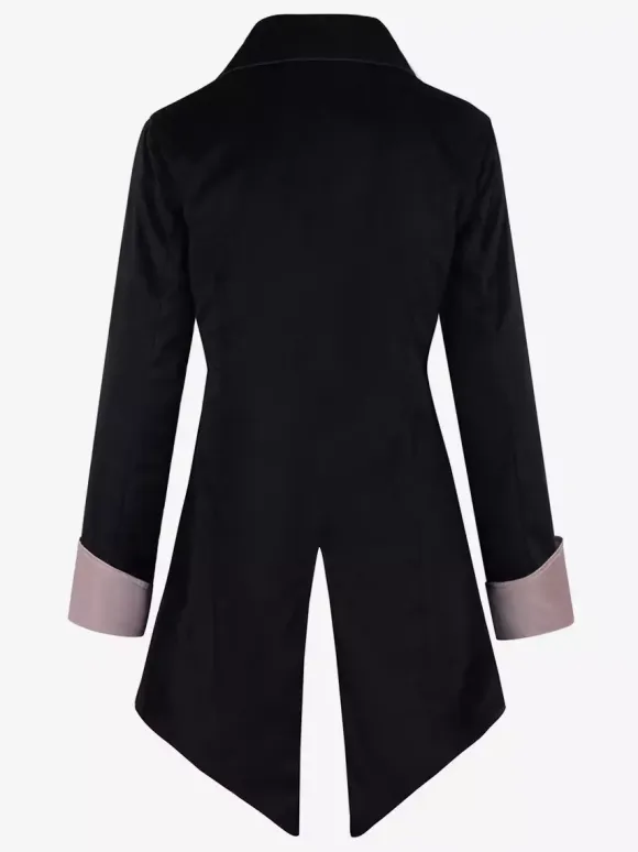 Black Vintage Top Retro Buttons Long Sleeves Retro Costumes For Man