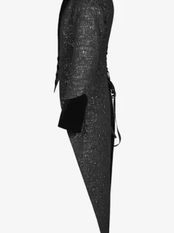 Black Vintage Top Vintage Split Front Lace Up Jacquard Long Sleeves Polyester Top Retro Costumes For Man