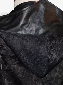 Black Vintage Vintage Long Sleeves Polyester Polyester Fiber Overcoat Retro Costumes For Man