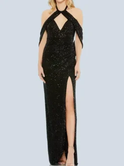 Black Wedding Dresses 2026 Mermaid Sleeveless Split Front Sequined Floor-Length Bridal Dress Free Customization