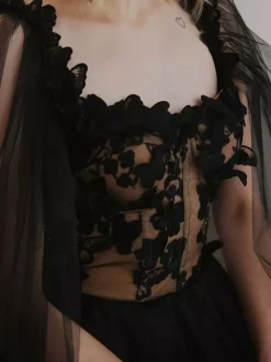 Black Wedding Dresses A-Line Sleeveless Lace With Train Bridal Dress Free Customization