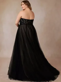 Black Wedding Dresses A-Line Sleeveless Lace With Train Bridal Gown Free Customization
