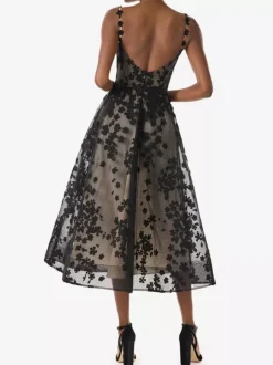 Black Wedding Dresses A-Line Sleeveless Lace Lace Tea-Length Bridal Dress